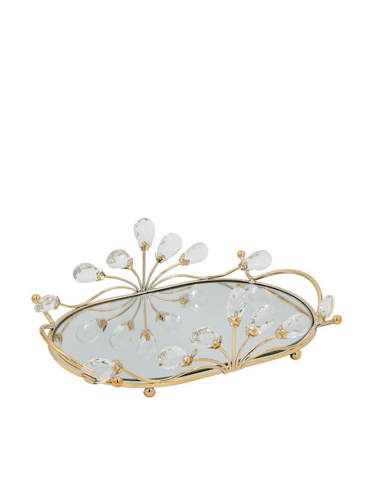 Keskor Metallic Oval Decorative Tray with Mirror 31x21x10cm
