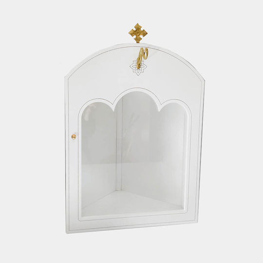 Large Corner Iconostasis Hook Series 50 Modern White Lacquer 69.5 X 47 X 29 cm