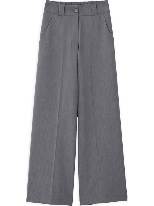 Women's Fabric Trousers with Elastic Grey