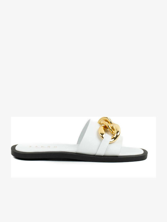 Leather Women's Flat Sandals in White Color