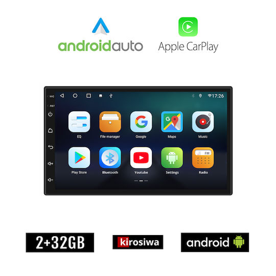 Kirosiwa Car Audio System for Nissan Micra 2011-2016 (Bluetooth/USB/AUX/WiFi/GPS/Apple-Carplay/Android-Auto) with Touch Screen 7"