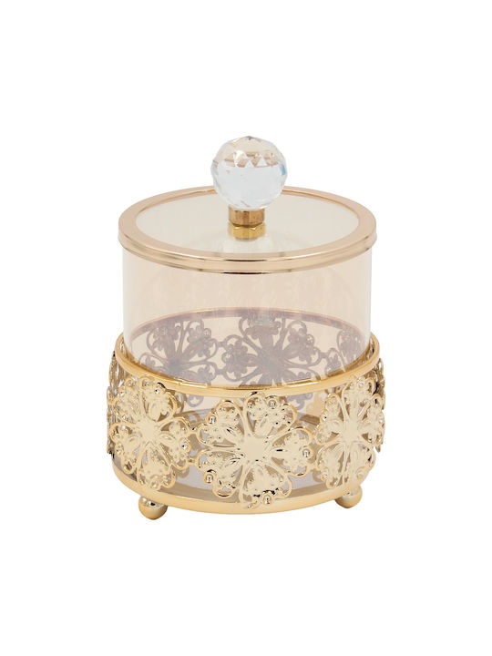 Keskor Metallic Sweet Jar with Lid Gold 10x10x14cm