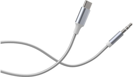 Force Power Audio Kabel Usb-c Zu Jack 3.5mm Nylon Geflochten Verstärkt 1,2m Weiß