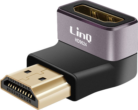 Linq HDMI Мъжки Към Женски 8K UHD Видео Адаптер Нисък Вертикален Ъглов Черен