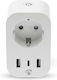 Nedis Wi-Fi Verbundene Steckdose USB-A USB-C Anschlüsse Wattmeter 3680W Typ E Frankreich Weiß