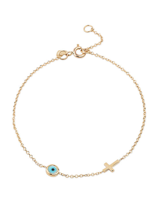 George Art Jewels Women's Bracelet with design Eye made of Gold 9K with Zircon