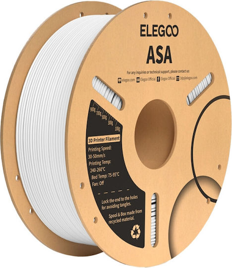 Elegoo ASA 3D Printer Filament 1.75mm Λευκό 1τμχ (Spool)