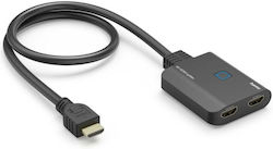 Hdmi Splitter Hama 205284 From 1x Hdmi M To 2x Hdmi F Up To 4k 3840x2160@30hz Resolution