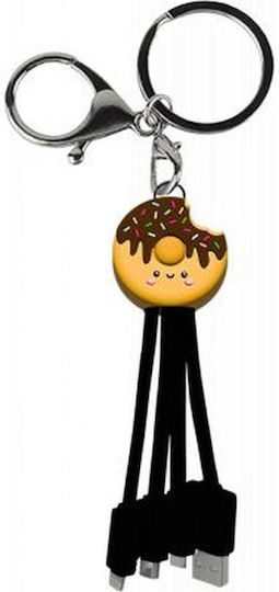 Yello Koko 3-in-1 Andy USB A Micro-USB USB-C Blitzschlag Kabel 0,15m Donuts Schwarze Gelb