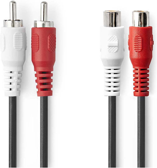 Nedis Stereo Audio Cable 2x RCA Male to 2x RCA Female 2m Stable Connection Black