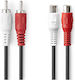 Nedis Аудио Стерео Кабел 2x RCA Мъжки Към Женски 5м Стабилна Връзка Черен