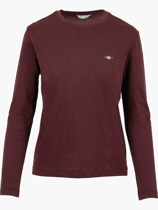Women's Blouse Cotton Long Sleeve Burgundy