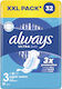 Always Ultra Super Extra Hygienepads mit Flügeln Nacht für Starke Strömung 6 Tropfen Größe 3 32Stück