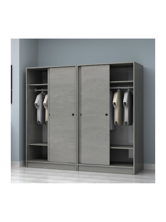 Four Door Wardrobe Sliding Regio Grey Concrete ...