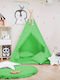 Kids Indian Teepee Play Tent Green