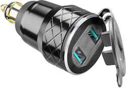 Car Charger Interphone From Car Cigarette Lighter To 2x USB-A Female Black Car Charger Interphone From Car Cigarette Lighter To 2x USB-A Female Black