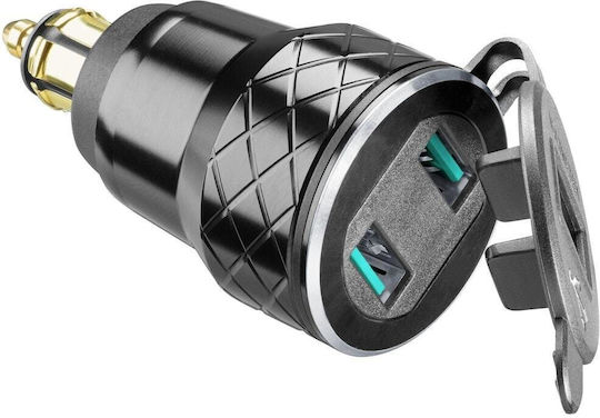 Car Charger Interphone From Car Cigarette Lighter To 2x Usb A Female Black