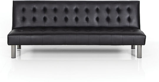 Canapea Cu Trei Locuri Pat Piele Ecologică Neagră 180x79x74cm