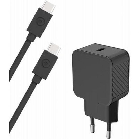 BigBen Connected Зарядно Устройство с USB-C Порт и Кабел USB-C - USB-C 25W Power Delivery Черно