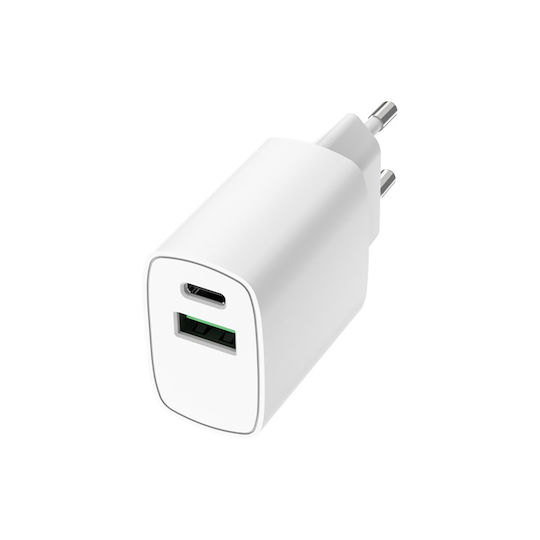 Încărcător Fără Cablu cu Port USB-A și Port USB-C 18W Livrarea energiei Albς (Grab 'N Go)