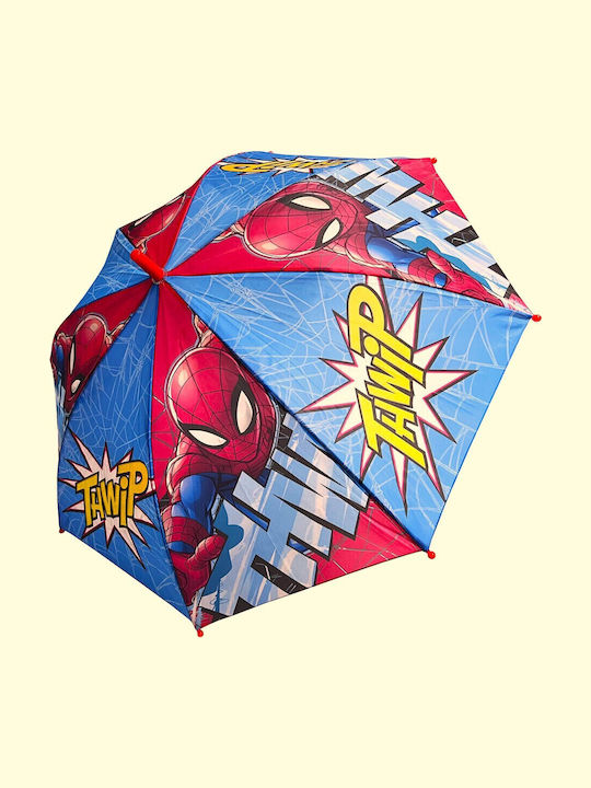 Spiderman Παιδική Ομπρέλα Μπαστούνι Αυτόματη Μπλε 48εκ.