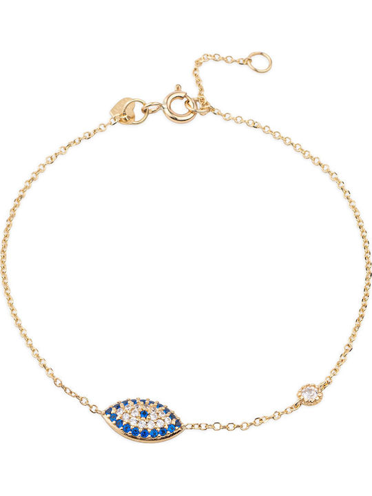 George Art Jewels Women's Bracelet with design Eye made of Gold 9K with Zircon