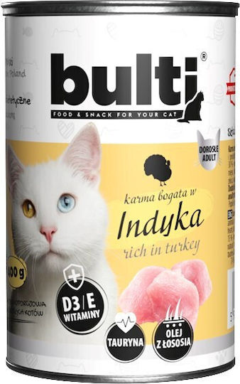 Bult Hrană Umedă pentru Pisici în Conservă cu Curcan 400gr