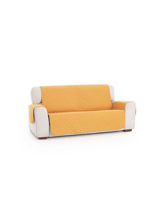 Sofazip Ελαστικό Κάλυμμα Τριθέσιου Καναπέ Mustard-ivory 160εκ.