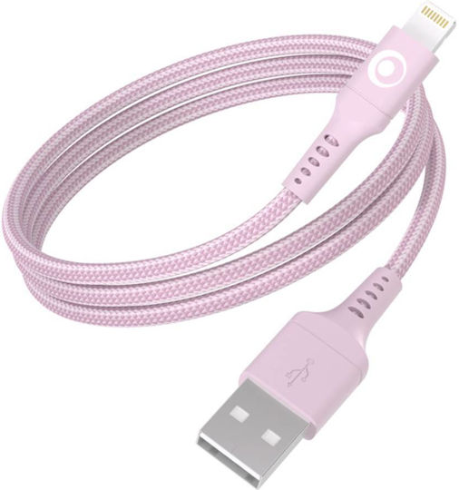 Bigben Connected Usb-A/Lightning 2.4A Fastcharge 12W 1.2M Заряден Трансферен Кабел Розов