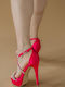 Satin Sandals Cross Straps with Strass 413.nw152-sa Fuchsia