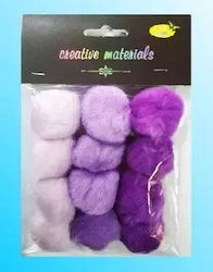 Acrylic Pom-poms Purple 40mm 12pcs