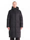 Lang Damen Puffer Jacke für Winter Schwarz