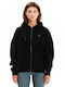 Lang Damen Sweatshirtjacke Kapuzen Black