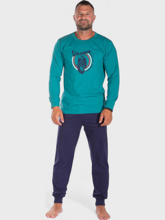 Men's Cotton Pyjamas Nina Club Vespa Petrol Nc26592-1 Petrol Blue