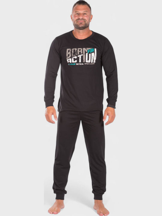 Men's Cotton Pyjama Nina Club Action Black Nc26591-1 Black