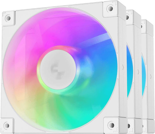 Deepcool Fd12 Вентилатор За Кутия 120мм (2050rpm / 63.6cfm) с ARGB Осветление и Свързване 3-Pin / 4-изводна ШИМ 3бр Бели