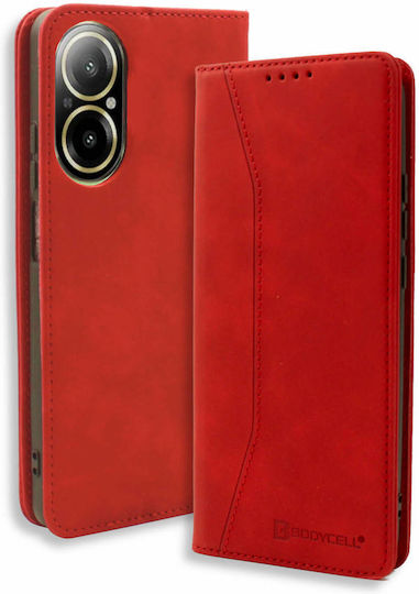Bodycell Book Δερματίνης / Δερμάτινο Κόκκινο (Realme C67)