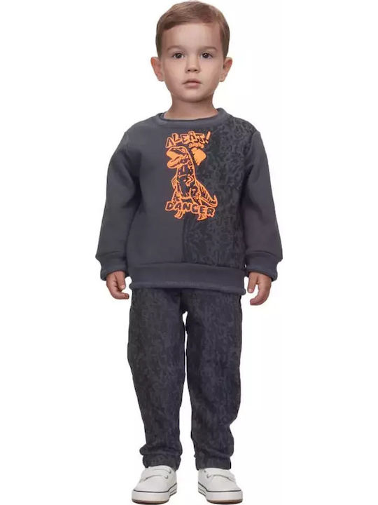 Kids Sweatpants Set Anthracite 2pcs Alert Danger