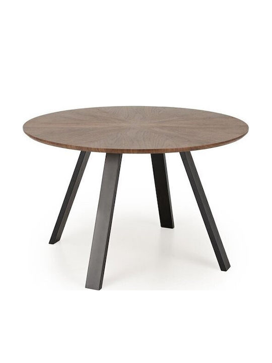 Houston 1875 Round Table Dining Room Wooden Black, Walnut 74x74cm