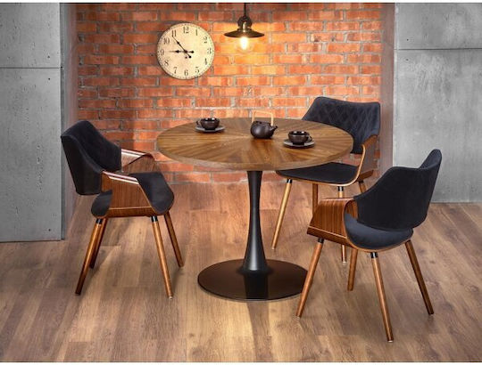 Houston 894 Round Table Dining Room Wooden Black, Walnut 75x75cm