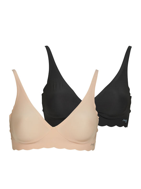 Sloggi Zero Μαύρο Σουτιέν χωρίς Ενίσχυση 2Pack