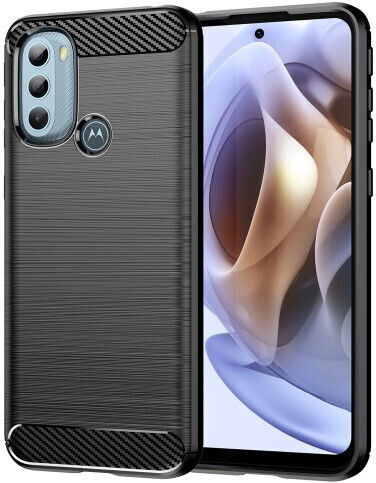 Carbon Fiber Back Cover Silicone Black (Moto G31)