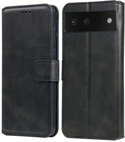 Suport Vizualizare Față Wallet Piele artificială Negru (Google Pixel 6)