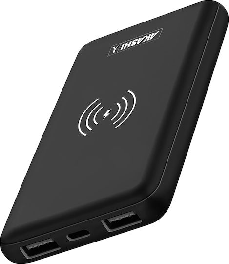 Akashi Powerbank 10000 mAh 18 W mit 2 USB-A-Anschlüssen und USB-C-Anschluss Power Delivery / Schnellladung Schwarz