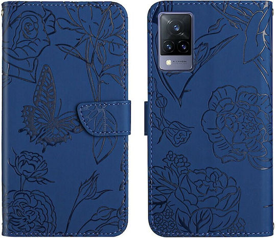 Skin Feel Butterfly Peony Wallet Δερματίνης Μπλε (Vivo V21 5G)