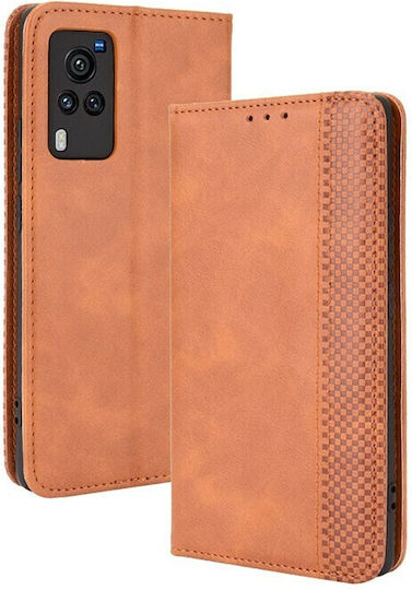 Magnetic Buckle Retro Crazy Horse Texture Book Synthetic Leather Brown (Vivo X60 Pro 5G)