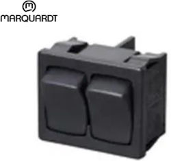 Διακόπτης Rocker 2 X On--on Δύο Μονοπολικοί Dpst 6 Pin 6a/250vac Άνοιγμα 18,6x22x18mm Marquardt 1806.1202