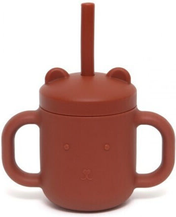 Petit Monkey Παιδικό Ποτηράκι με Λαβές και Καλαμάκι από Σιλικόνη 175ml