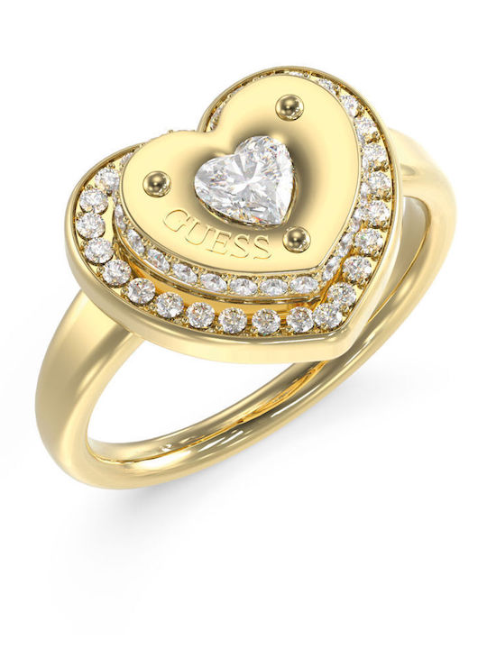Guess Ring with Stones made of Steel Gold Plated