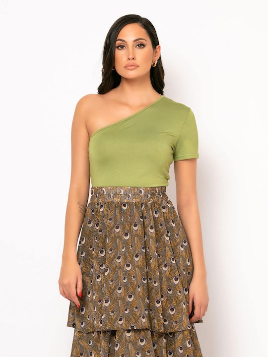 Γυναικείο Crop Top Κοντομάνικο Πράσινο